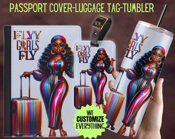 Personalized Passport cover luggage tag Girl Love travel gift set Black Girl Magic Custom passport cover gift for mom Girl trip catch flight
