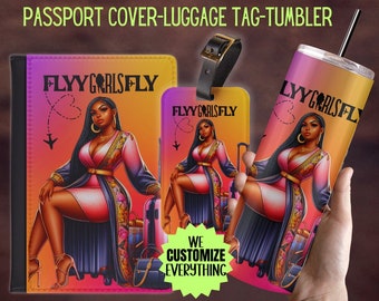 Personalized Passport cover luggage tag Girl Love travel gift set Black Girl Magic Custom passport cover gift for mom Girl trip catch flight