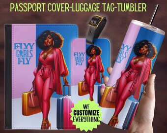 Personalized Passport cover luggage tag Girl Love travel gift set Black Girl Magic Custom passport cover gift for mom Girl trip catch flight