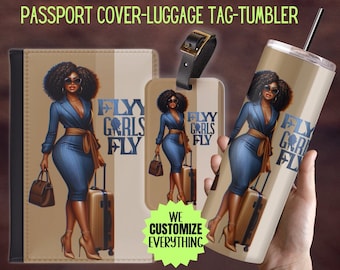 Personalized Passport cover luggage tag Girl Love travel gift set Black Girl Magic Custom passport cover gift for mom Girl trip catch flight