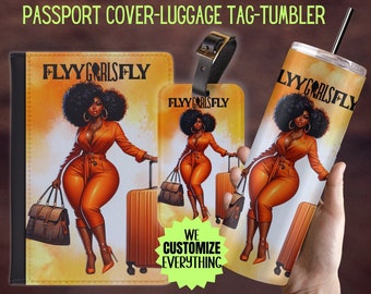 Personalized Passport cover luggage tag Girl Love travel gift set Black Girl Magic Custom passport cover gift for mom Girl trip catch flight