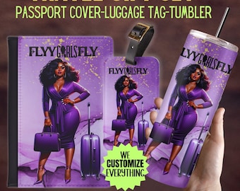 Personalized Passport cover luggage tag Girl Love travel gift set Black Girl Magic Custom passport cover gift for mom Girl trip catch flight
