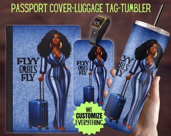 Personalized Passport cover luggage tag Girl Love travel gift set Black Girl Magic Custom passport cover gift for mom Girl trip catch flight