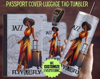 Personalized Passport cover luggage tag Girl Love travel gift set Black Girl Magic Custom passport cover gift for mom Girl trip catch flight