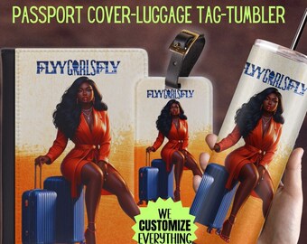 Personalized Passport cover luggage tag Girl Love travel gift set Black Girl Magic Custom passport cover gift for mom Girl trip catch flight
