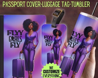 Personalized Passport cover luggage tag Girl Love travel gift set Black Girl Magic Custom passport cover gift for mom Girl trip catch flight