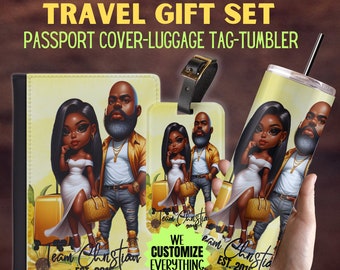 Personalized Passport cover luggage tag Girl Love travel gift set Black Girl Magic Custom passport cover gift for mom Girl trip catch flight