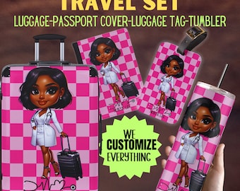 Nurse Luggage set Girl travel Luggage Girl trip Personalized luggage travel bag Custom Passport holder Passport Gift for Nurse life RN gift