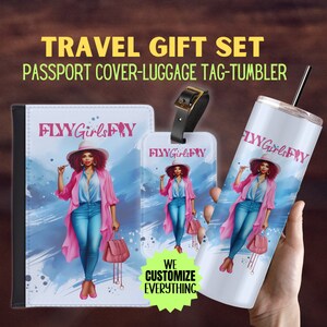 Personalized Passport cover luggage tag Girl Love travel gift set Black Girl Magic Custom passport cover gift for mom Girl trip catch flight