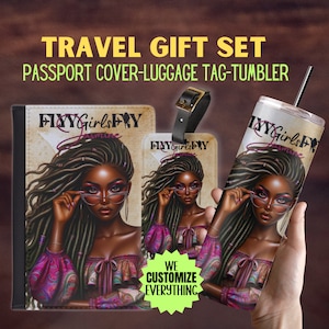 Personalized Passport cover luggage tag Girl Love travel gift set Black Girl Magic Custom passport cover gift for mom Girl trip catch flight