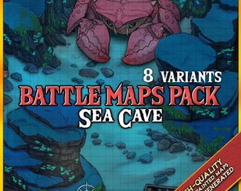 Sea Cave Battlemap | DnD Battle Maps, D&D, Dungeons and Dragons, Map Collection, Dungeon Master Gifts, Roll20, Foundry, VTT