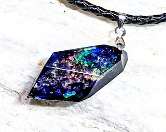 Color Change Mood Necklace: Nebula Pendant, Leather Cord