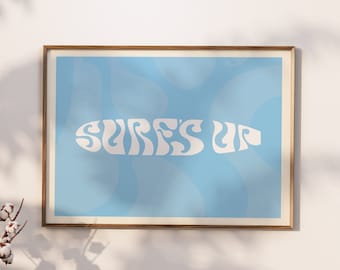 Digital Surfboard Print, Surf Vibes for Beach Wall Art Decor