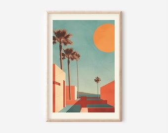 Palm Springs House Art Print: Geometric Minimalist Desert Vibes (Digital File)