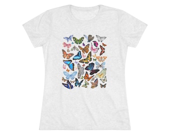 Butterfly Shirt, Gardening shirt, Gardening Gift, Pland Tshirt, Plant Lover Shirt, Plant Lover Gift Triblend Women's Soft Slim Fit Tshirt