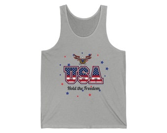 Unisex Jersey Tank/Hold the Freedom/American Flag