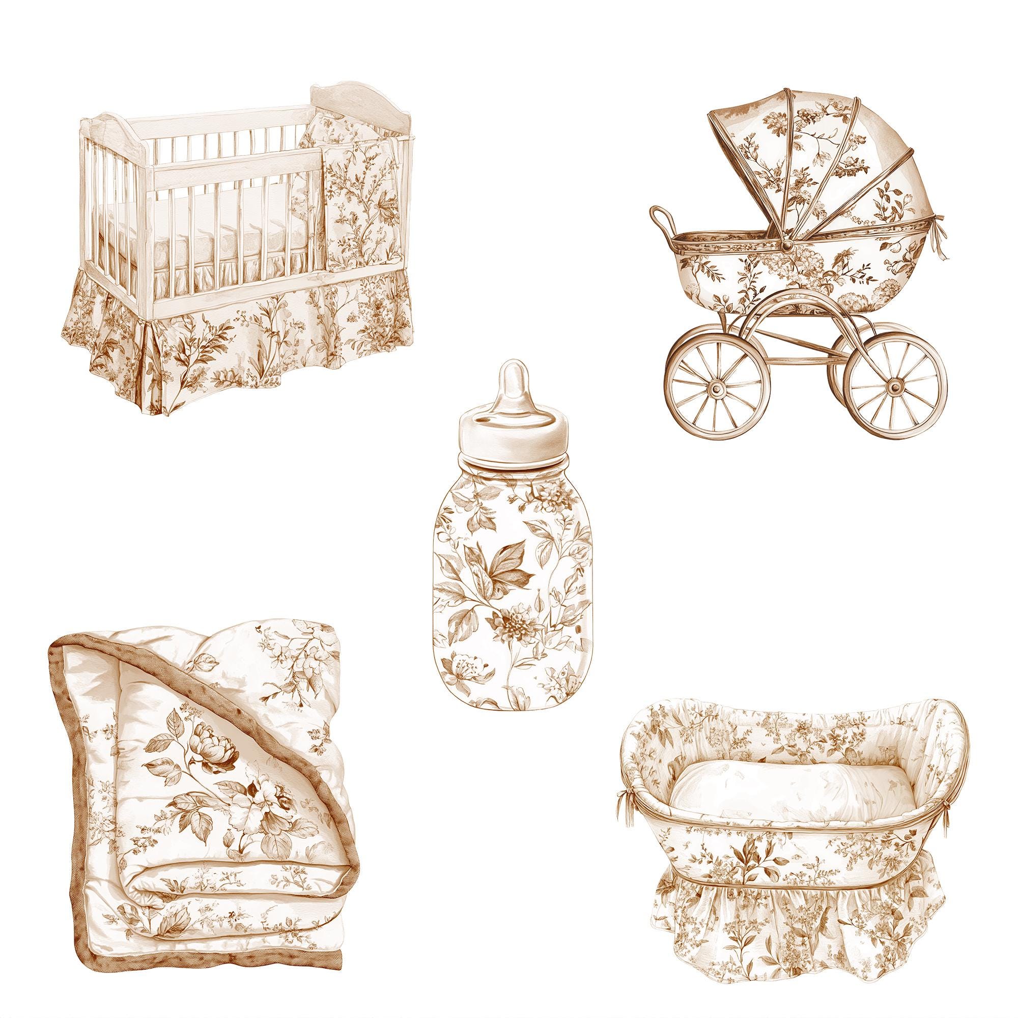 Toile Nursery Clipart, Toile Clipart, Chinoiserie, French Toil De Jouy ...