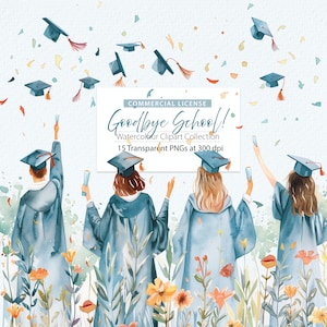 Afstuderen Clipart, Afstudeerceremonie, afgestudeerde meisjes jongens, universitair afgestudeerd, pet en toga clipart, grad clipart, afstuderen 2024