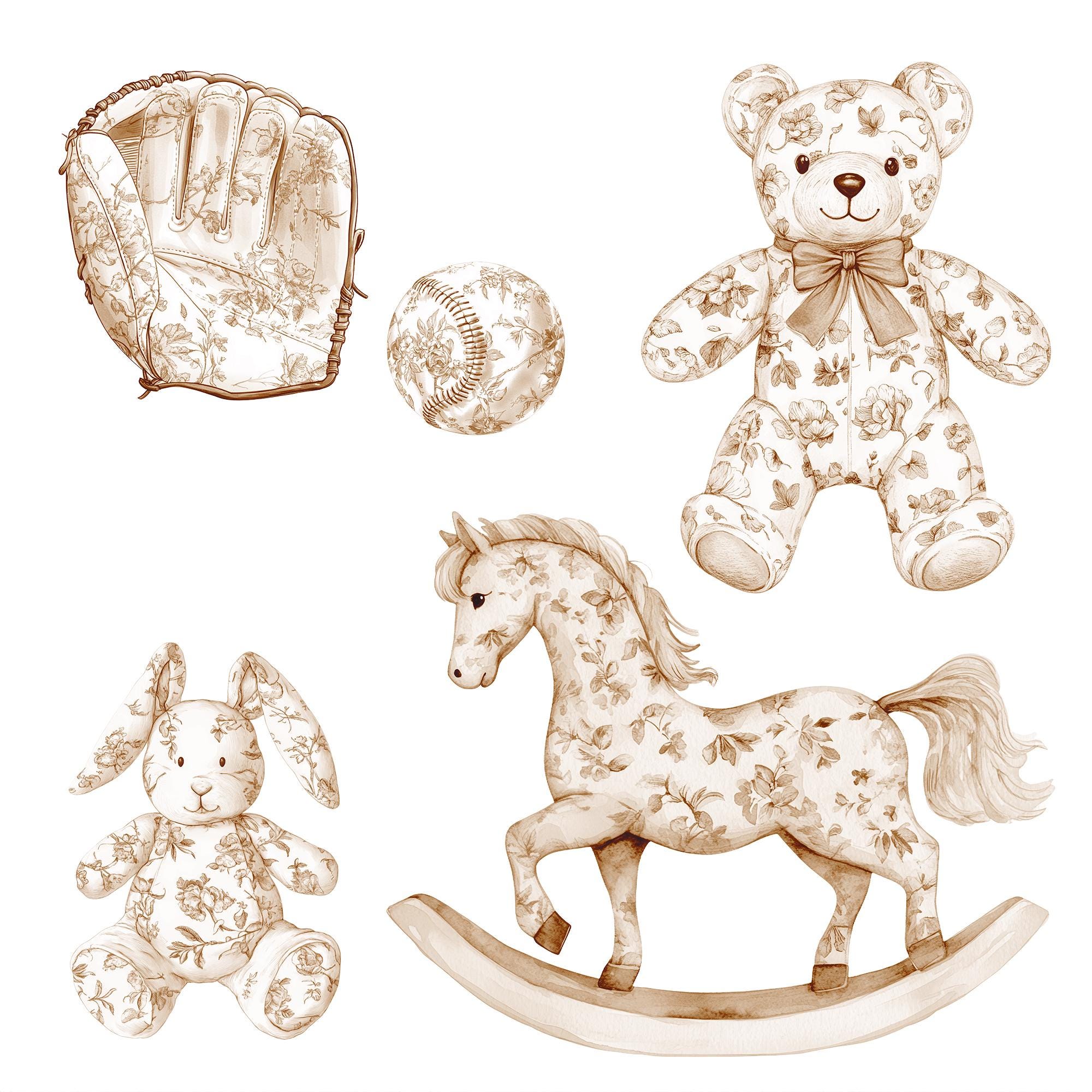 Toile Nursery Clipart, Toile Clipart, Chinoiserie, French Toil De Jouy ...