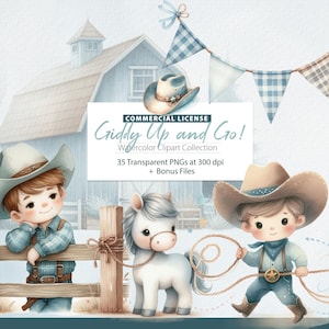 Clipart babyjongen cowboy, cowboylaarzen, babyshower, wilde westen png, paard clipart, aquarel cowboy baby clipart, cowboythema, babyshower, babyshower