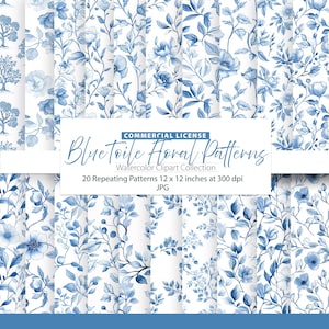 Motif floral sans couture toile bleue, fond bleu toile, fond bleu de chinoiseries, chinoiseries toile de jouy, chambre de bébé sans couture, floral