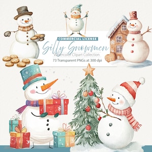 Quirky snowman clipart, Natal Clipart, Aquarela Snowman, Snowman Png, Natal Snowman, Assando, Festivo, Esportivo, Família, Rosa, Azul