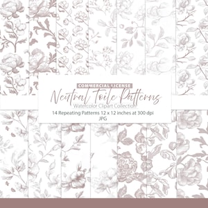 Neutrales Toile-Muster, Neutral-Toile, Chinoiserie-Hintergrund, Vintage-Blumenmuster, Toile de Jouy-Chinoiserie, nahtloses Kinderzimmer