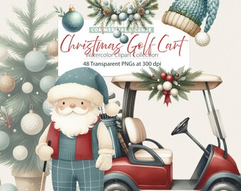 Weihnachten Golf Wagen Clipart, Golf spielen PNG (digitaler Download)