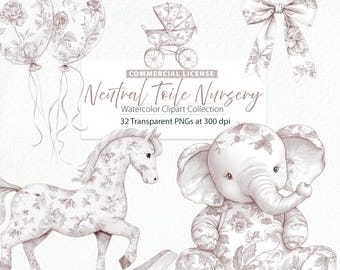 Toile Nursery Clipart, Toile Clipart, Chinoiserie png, French Toil de Jouy, French Baby Boy or Baby Girl Shower, Gender neutral nursery