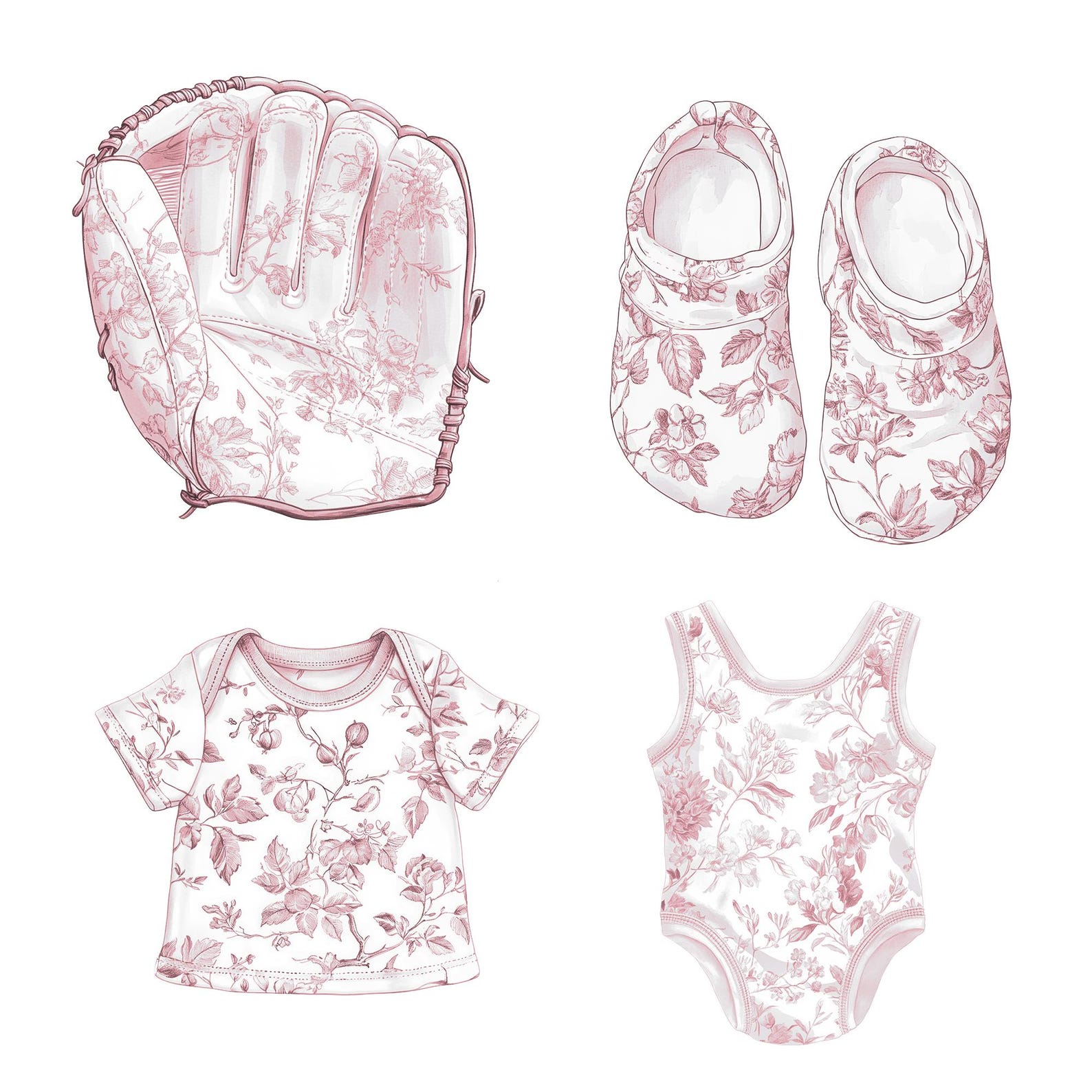 Toile Nursery Clipart, Pink Toile Clipart, Chinoiserie Png, French Toil ...
