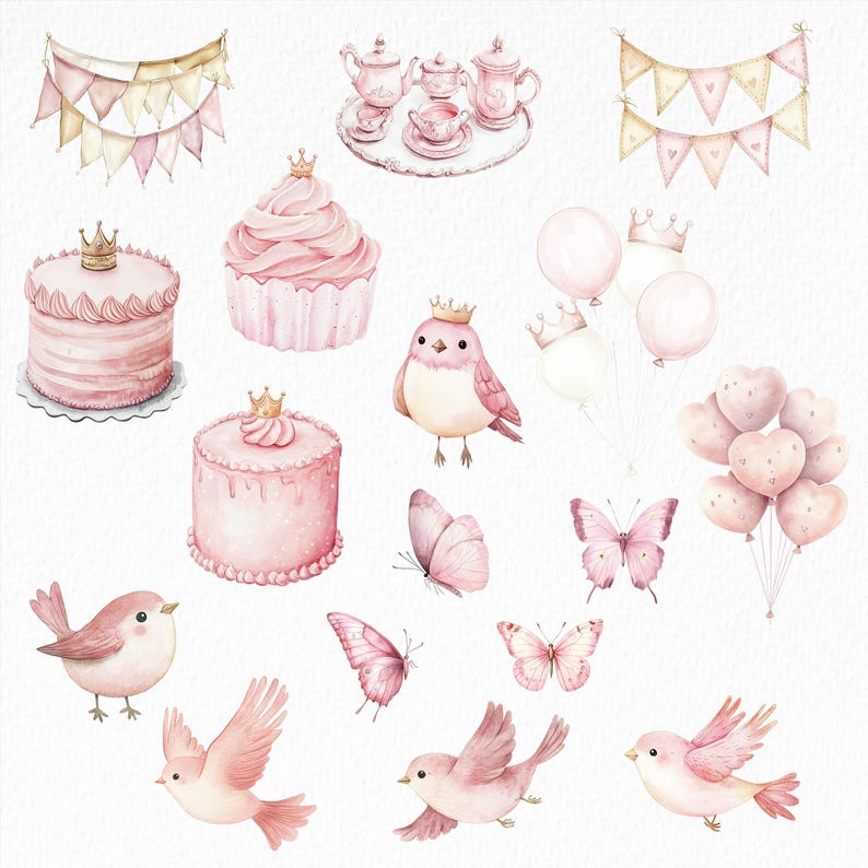 Little Princess Watercolor Fairytale, Princess and Castle Pink Princess Carriage Prince Castle, magical elements, royal land images, cinderella, magic land, magical kingdom, little kingdom, baby princess castle clipart, dusty rose, royal, cute