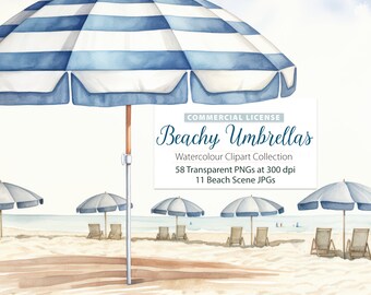 Summer beach clipart, Umbrella Clipart, watercolor summer beach, Beachclipart, summer-beach-party, summer beach element, umbrella beach
