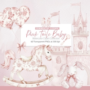 Toile Kinderzimmer Clipart, Rosa Toile Clipart, Chinoiserie png, Französisch Toil de Jouy, Chinoiserie Clipart, Toile Floral, Französische Baby Mädchen Dusche