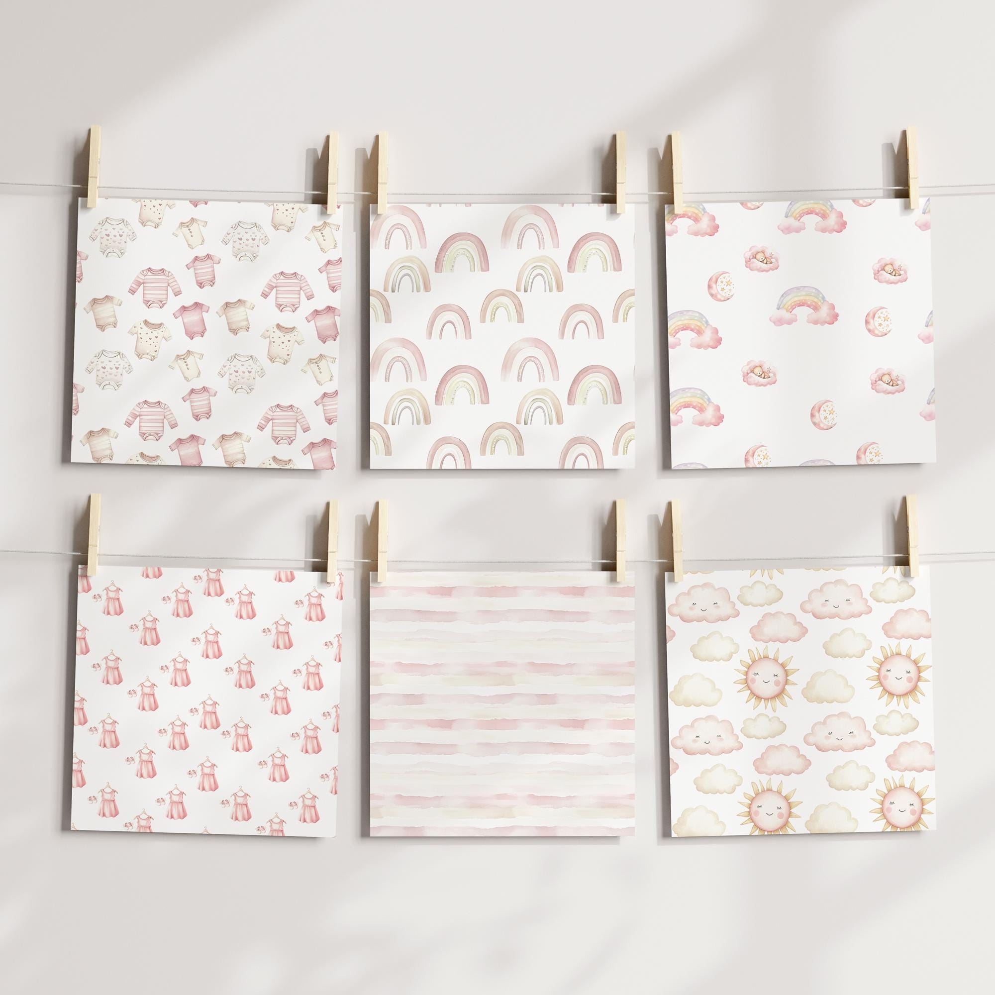 It's a Girl Patterns, Baby Girl Digital Paper, Floral Paper, Backdrop ...