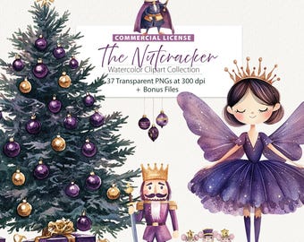 Watercolor Nutcracker Clipart, Christmas Ballet PNG (37 Files)