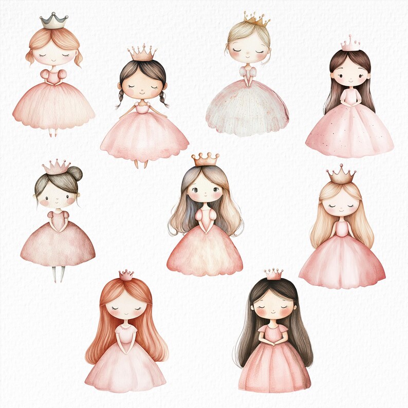 Little Princess Watercolor Fairytale, Princess and Castle Pink Princess Carriage Prince Castle, magical elements, royal land images, cinderella, magic land, magical kingdom, little kingdom, baby princess castle clipart, dusty rose, royal, cute