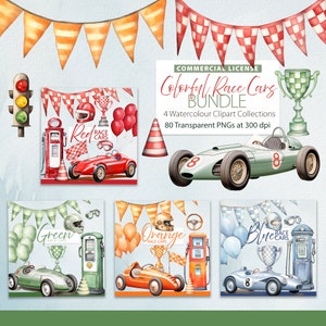 Rennauto Clipart, Vintage Rennauto, Aquarell Rennauto, Vintage süße Autos, Rennauto Bundle, Rennauto-Dusche, Retro Rennauto, Rennauto Geburtstag