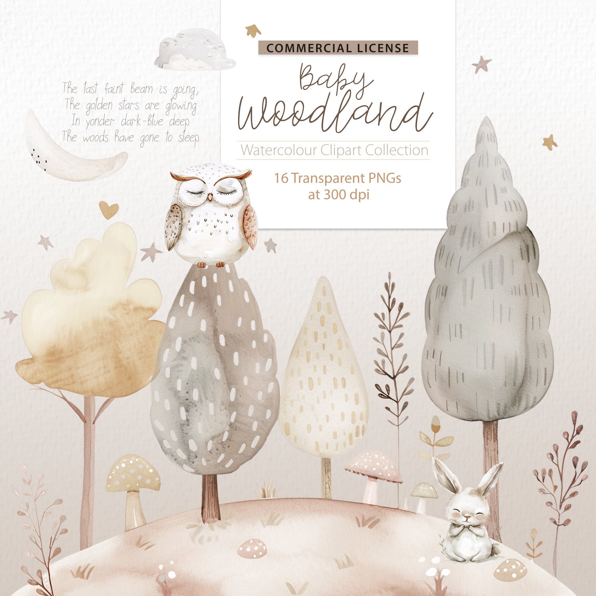 Watercolor Baby Woodland Animals Clipart, Boho Nursery (digital ...