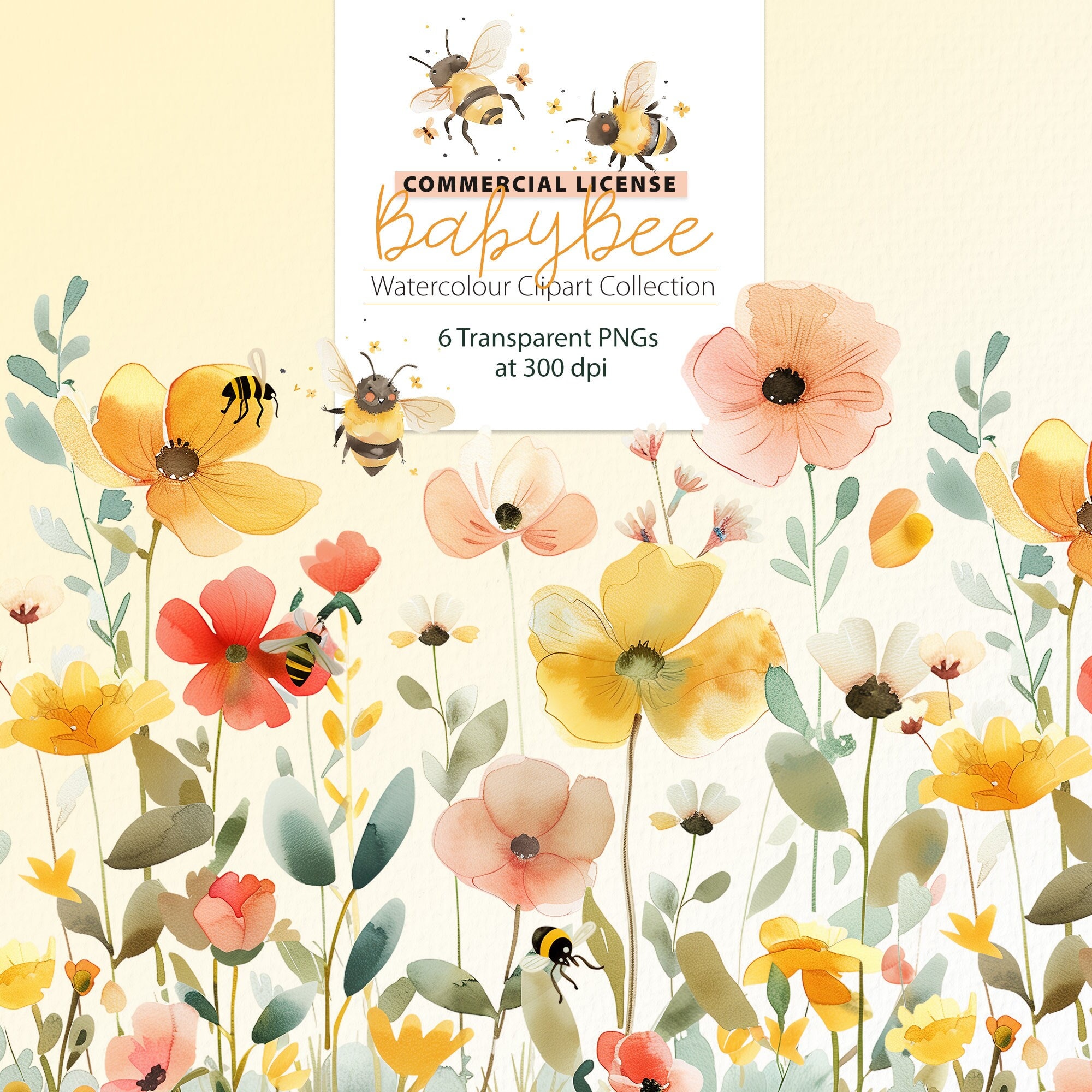 Baby Bee Watercolour Clipart Collection - Etsy