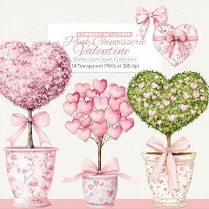 Clipart Saint-Valentin, chinoiseries coeurs, grand millénaire, chinoiseries noeud, coeur topiaire, chinoiseries Clipart chambre d'enfant