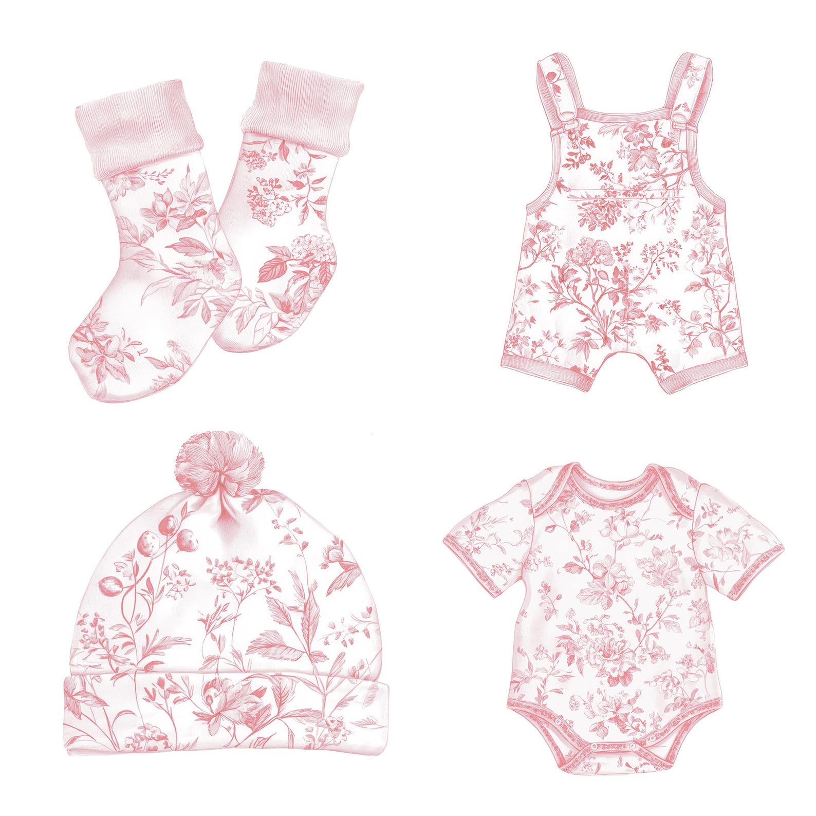 Toile Nursery Clipart, Pink Toile Clipart, Chinoiserie Png, French Toil ...