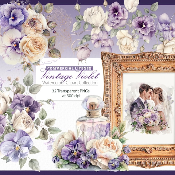 Regency era wedding watercolor clipart, Bridgerton style, floral arrangements, Romantic Fairytale wedding, Victorian Clipart, Ephemera
