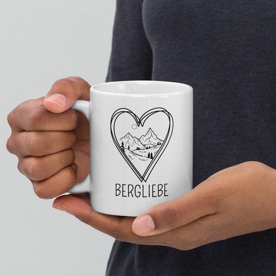 Kaffeetasse mit Motiv, Teetasse, Becher, Tasse, weiße Tasse, Kaffeebecher, Bergliebe, beidseitig bedruckt