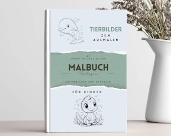 Tier-Malbuch für Kinder PDF – 50 Ausmalbilder Printable – Kinder Malbuch Tiere zum Ausdrucken – Digitaler Download – Beschäftigung & Kreativ