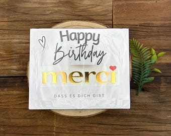 Merci Banderole - Happy Birthday - Gift Wrapping - Chocolate Banderoles - Birthday Present - Merci - Small Thank You