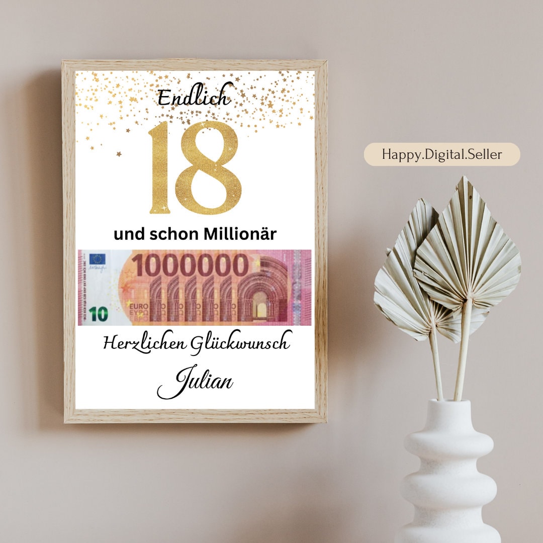 Finally 18 and Already a Millionaire / Cash Gift for 18th / Personalized /  PDF / Digital Print / Millionaire With 18th Birthday Gift - Etsy