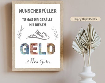 Geldgeschenk - Geburtstagsgeschenk - Geschenk für jeden Anlass- originelles Gelgeschenk - Geld kreativ verschenken - Wunscherfüller