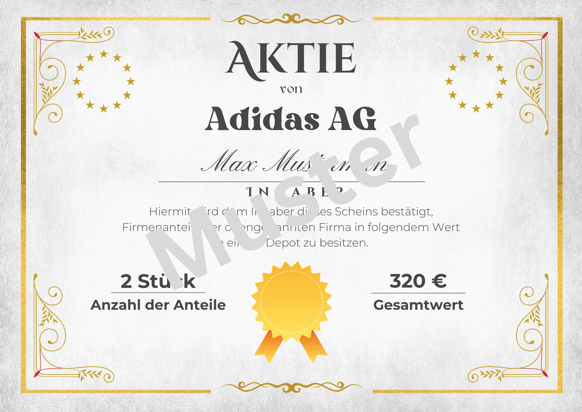 Share Certificate / Gift to Print / Cash Gift / PDF / Special Gift /  Digital Print / DIN A4 / Personalized / Stock - Etsy