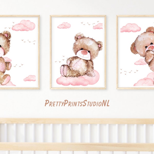 Printable Nursery Bear, Girls Room, Playroom, Digital Download