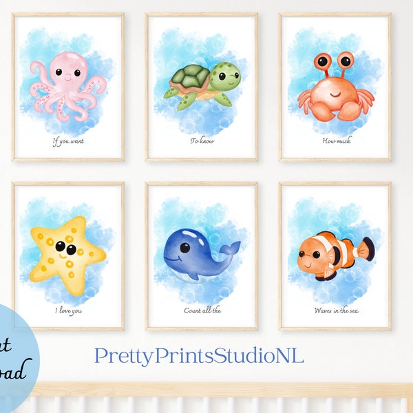 Nursery Sea animals, Printable, Digitale download, Boys room